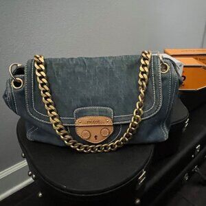 Prada Denim Shoulder / Clutch Bag – EUC – Rebag Certified – Includes Gold Chain